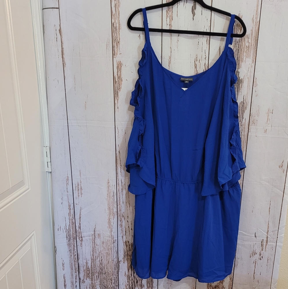 BOLD elements Royal Blue Ruffle Cold-Shoulder Romper